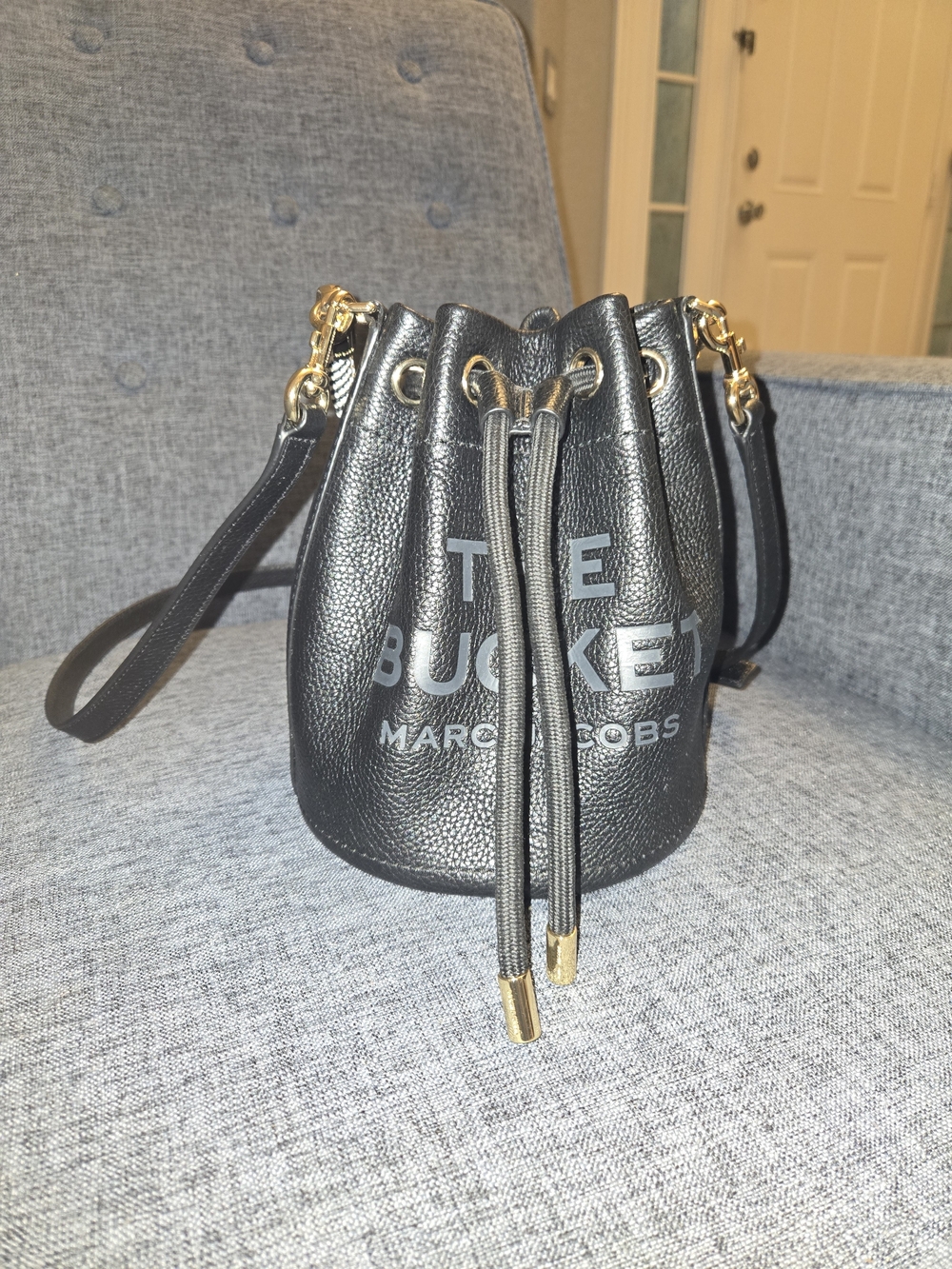 Marc Jacobs The Bucket Bag- Black Leather Drawstring Crossbody Bag